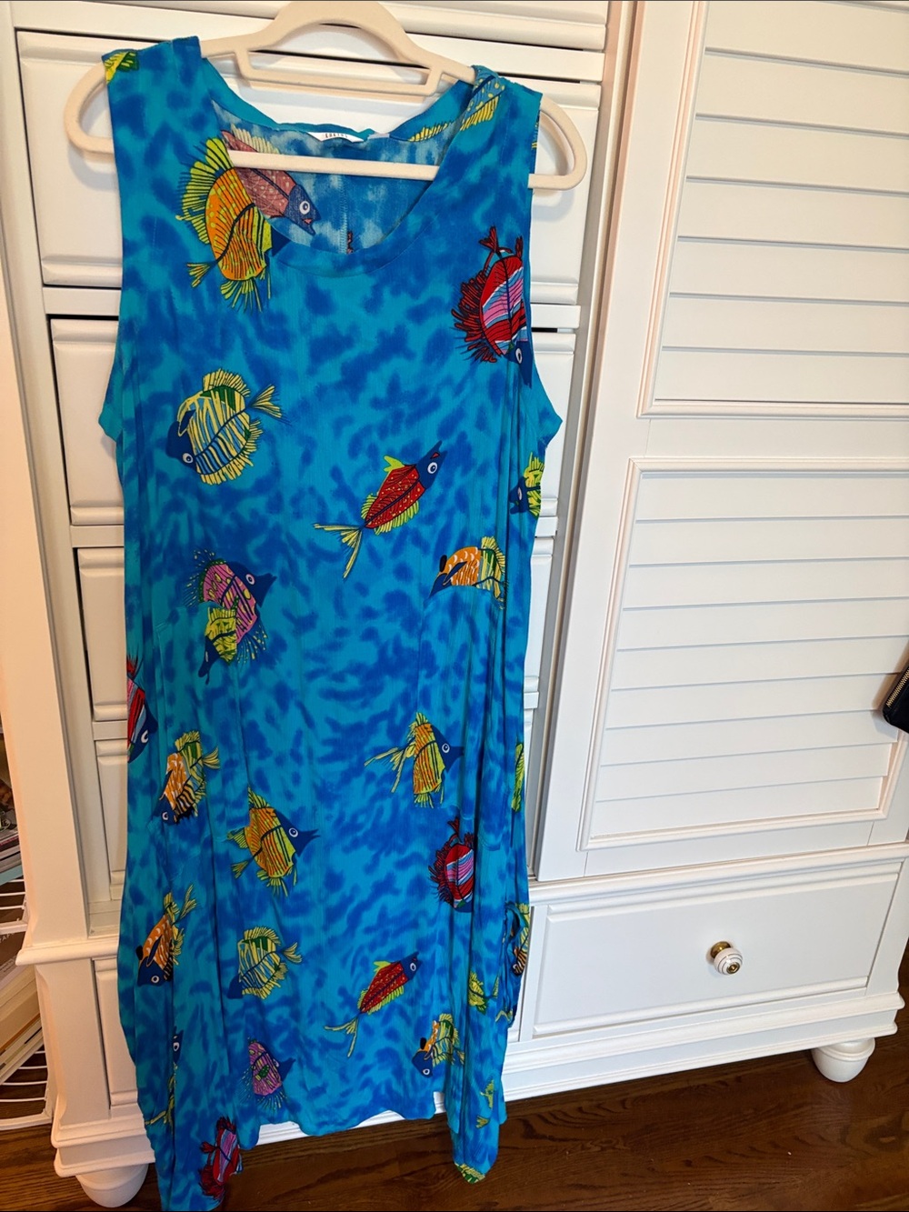 Kaktus Blue Maxi Dress with Multicolor Fish Print
